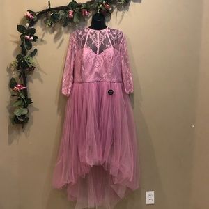 Elegant Pink Lace Women Dress